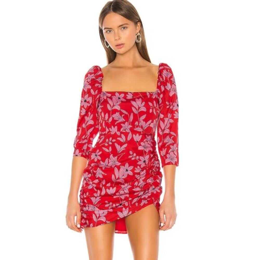 Camila Coelho red floral‎ Lidia Dress